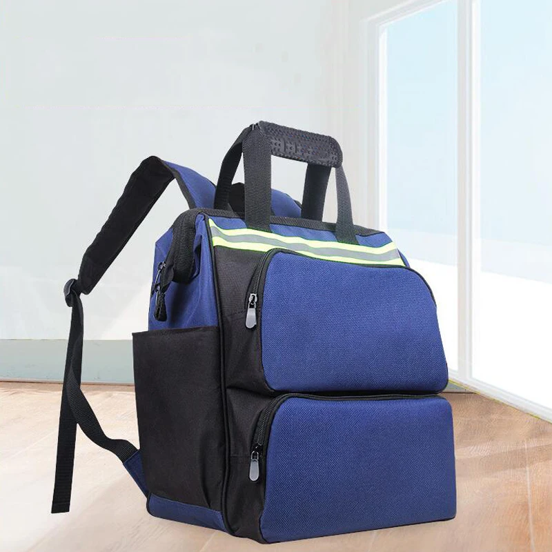 Наплечный Набор многофункциональный инструмент рюкзак из ткани Оксфорд рюкзак сумка Светоотражающая полоса сумка для хранения инструмента сумка - Цвет: Синий