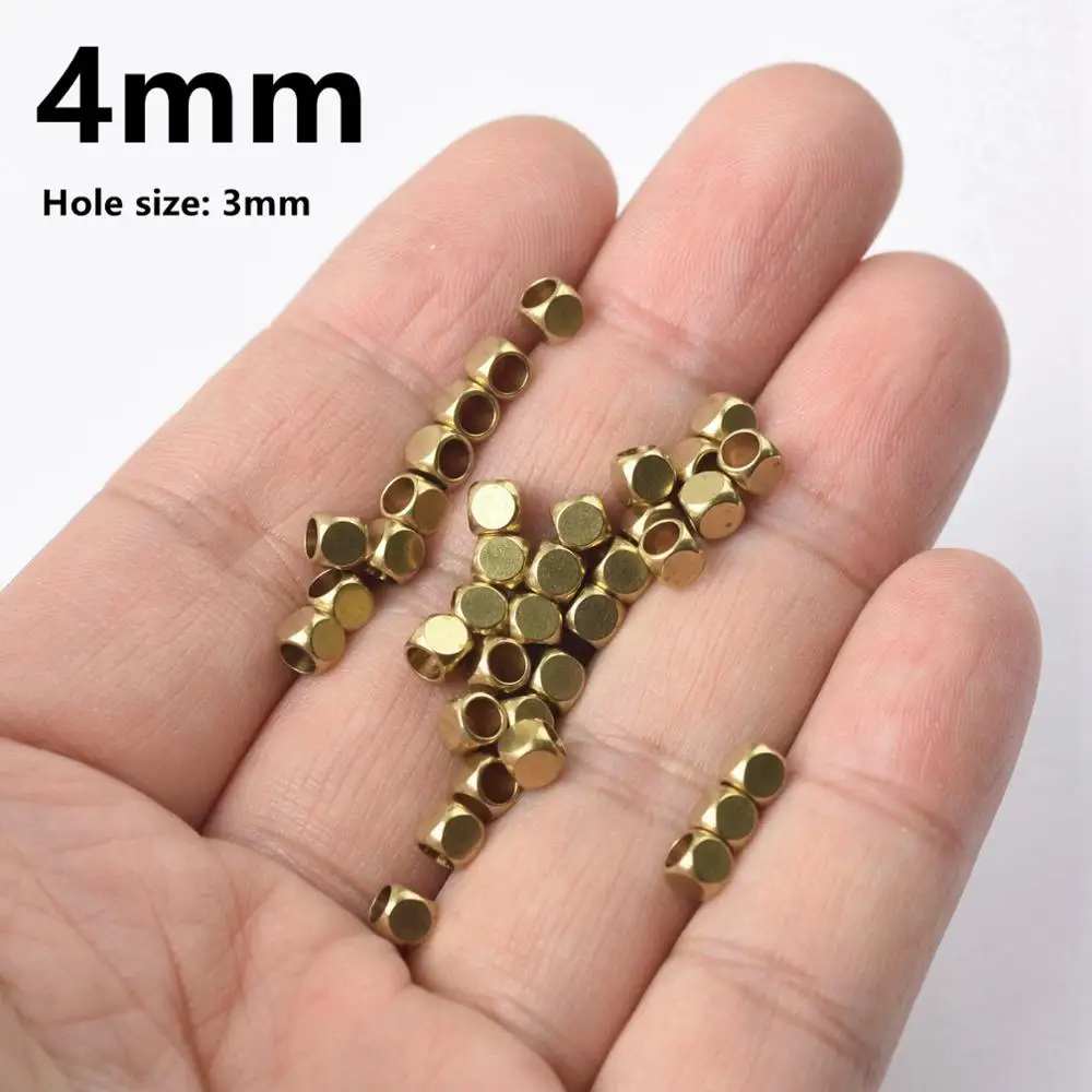 100 Perline Distanziali Cubiche In Ottone Da 2 Mm - Oro - Per Creare Gioielli, Bracciali, Collane DIY