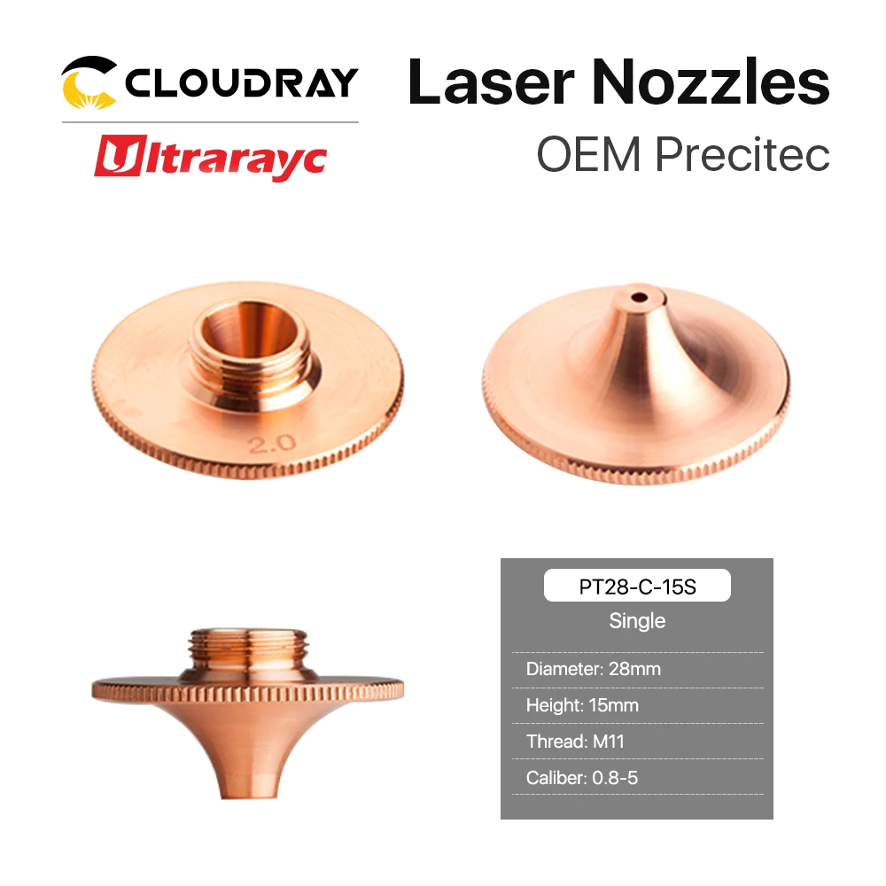 Ultrarayc Laser Nozzles Single Double Chrome-plated Layers D28 Caliber 0.8-4.0mm for Fiber Cutting Metal Head Conusmables