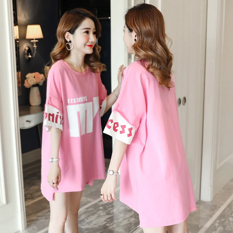 

Fashion Models 2019 New Style Dress Korean-style Summer Tops Fashion Loose Pregnant Women Mid-length T-shirt