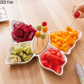 

Butterfly Shape Creative Ceramics Fruit Tray Multi-grid Platter Snacks / Salad / Dried Fruit Platter Home Decoration Tableware