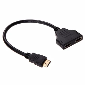 

Dual HDMI male to HDMI female adapter cable connection 30 cm (black)