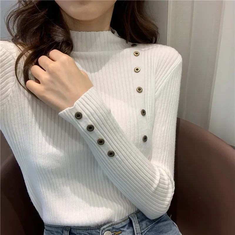 

2019 New Women's Turtleneck Slim Female Pullover Multiple Colors Solid Long Sleeve Autumn Winter Sweaters Soft Knitwear Tops