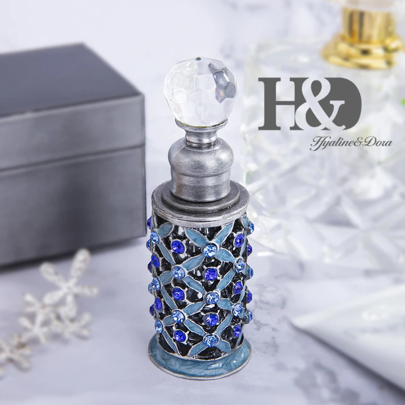 H& D 6 мл винтажный многоразовый флакон для духов, украшенный кристаллами, ретро пустотелый стеклянный флакон для духов, домашний Свадебный декор, подарок