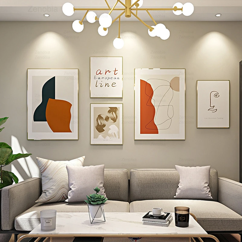 

Nordic Living Room Decoration Canvas Painting Modern Abstract Sofa Posters Wall Art Simple Mural Light Luxury Dining Room Decor
