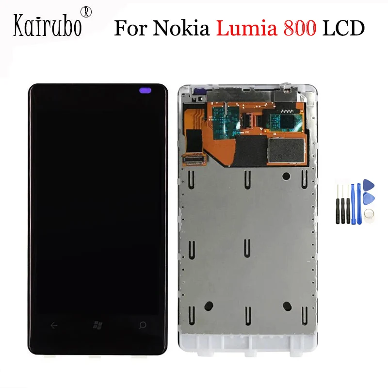 ЖК-экран с дигитайзером для Nokia Lumia 800 N800 сенсорный экран рамкой запасные части +