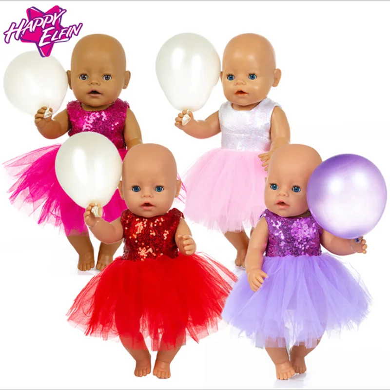 Одежда для куклы Born New Baby 18 дюймов 43 см красное фиолетовое белое танцевальное