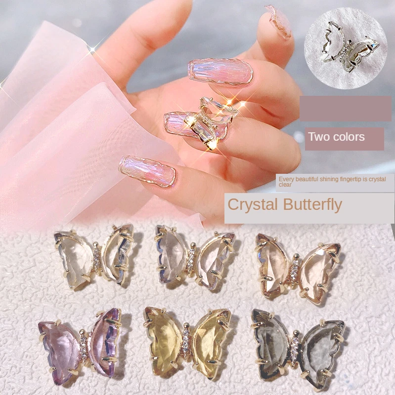 5pcs Nail Art Crystal Butterfly Jewelry Accessories Japan Diamond Sequin Rotating Decoration CF01 | Красота и здоровье