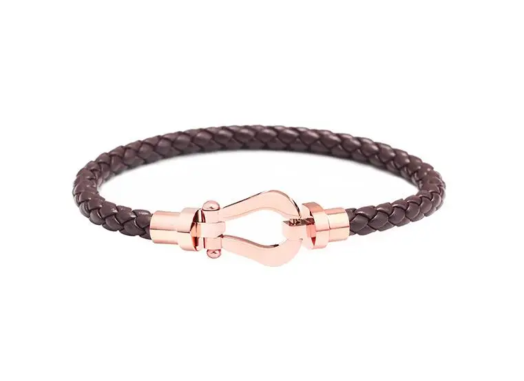 

Explosive HZPX European and American Stainless Steel Ladies Bracelet boutique horseshoe Buckle Leather Bracelet