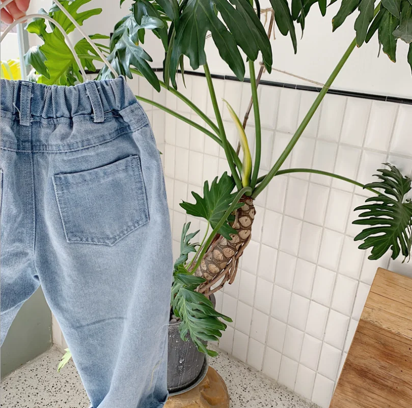 Новые стильные джинсовые штаны в горошек для мальчиков и девочек, весенние модные детские джинсовые штаны для 1-7 лет