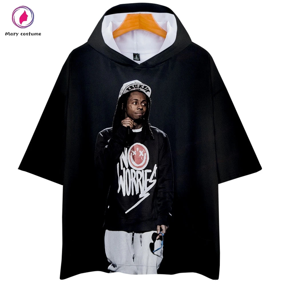 Lil Wayne толстовка для отдыха с коротким рукавом Толстовка с капюшоном для женщин Лето Горячая Мода Тренд Harajuku уличная