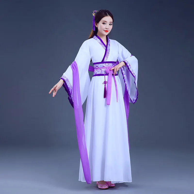 Женское китайское традиционное платье, древний народный Hanfu Восточный ретро костюм принцессы Тан, сказочные вечерние танцевальные костюмы для выступлений - Цвет: Purple