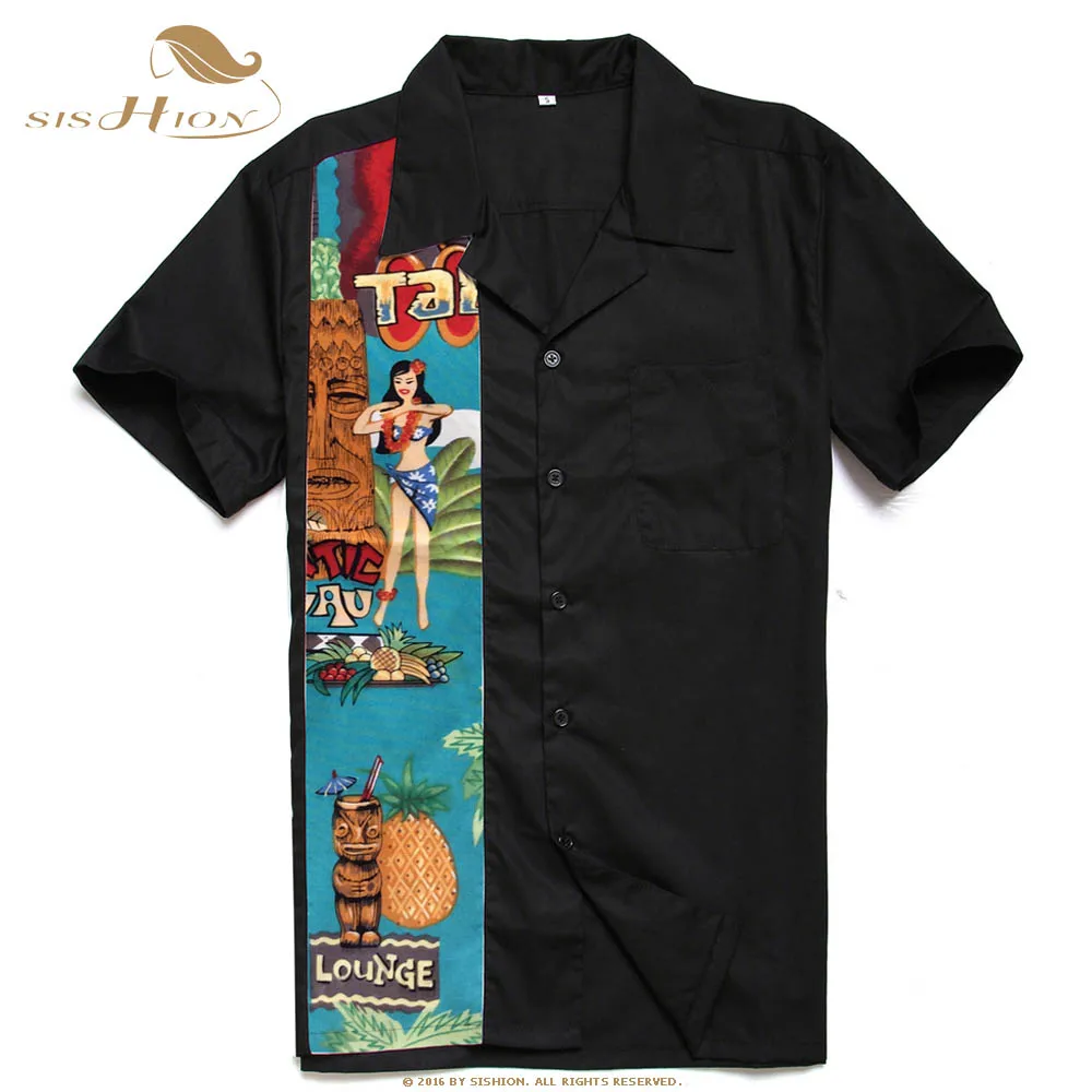 Men Shirt ST110 Short Sleeve Rockabilly Cotton Casual Bowling Shirts camisa masculina casual short sleeved shirt short sleeved shirt