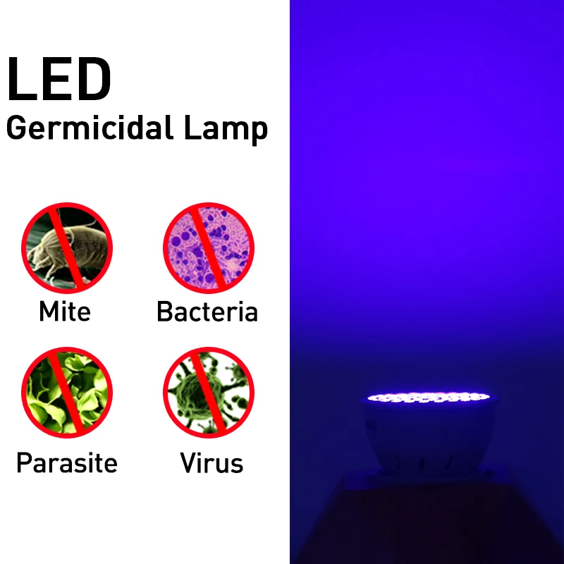 Ultraviolet Light UVC Germicidal Disinfection Lamp AC 220V E27 led Bulb UV Sterilizer Ozone led spot light Kill Mite Bacterial
