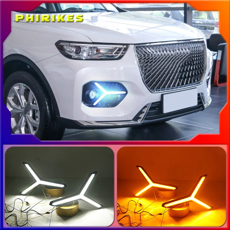 

Turn signal DRL Drive Light with fog lamp hole For Great Wall Haval H6 Hover H6 2020 2021 LED Daytime Running Lights