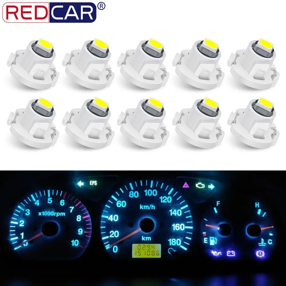 10-Pack 12V T10 Wedge Base LED Bulbs - Warm White - For Dashboard, Speedometer, Gauge Lighting (Ba7s, Ba9s, T3, T4)