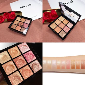 

DIKALU 9 Color eyeshadow pallete matte makeup pallete Shimmer Metallic waterproof Pigmente nude eye shadow sombras palette TSLM1