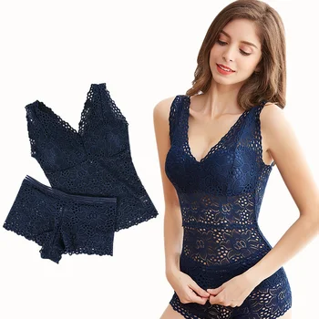 

Women Push Up Seamless Embroidery Bra Lace Sexy Bra Set Wire Free Lingerie Transparent Female Underwear Set