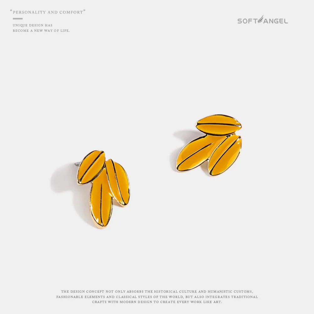 

TE2129 2019 new European and American fashion simple Leaf Earrings