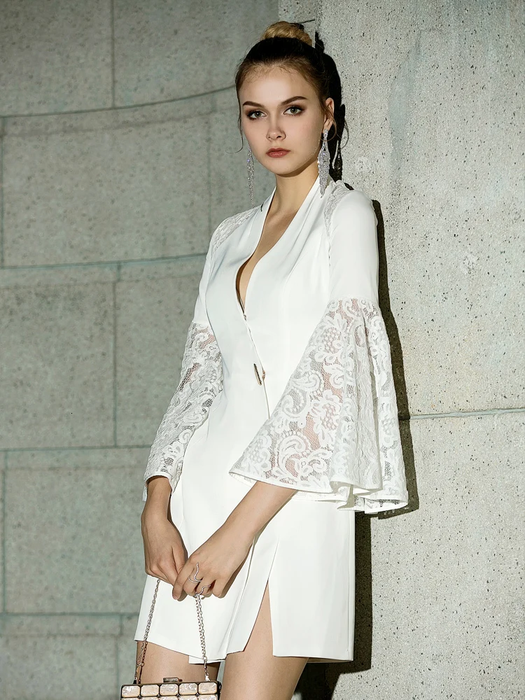 

BacklakeGirls 2020 New Satin Sexy V Neck Mini Cocktail Dresses Three Quarter Sleeves Vestidos De Coctel Cortos Elegantes