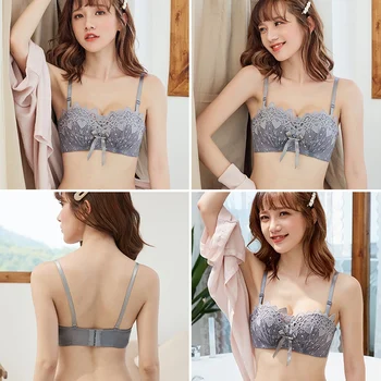 

Sexy Woman Bra Rimless Brahma Hidden Heart Underwear Young Lady Bra Small Chest Tops Gathered Anti-sag Bra 79