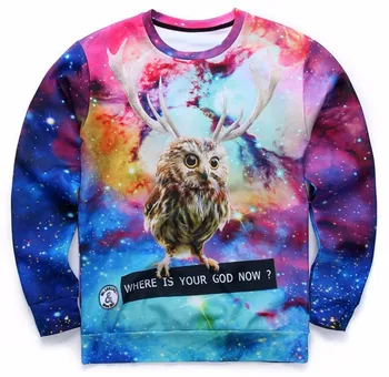 

CNUUIKOOEK Sweatshirts Boutique Men's 3D Star Owl Antlers Printed Hoodie Long Sleeve Pullover Men's Hoodies