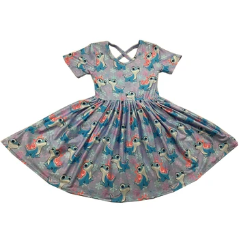 

girls lizard pattern summer dress belt short sleeve boutique dresses cute design