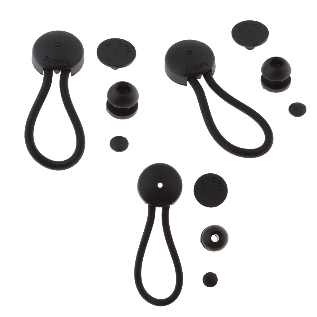 3Pcs Black Ball Bungee Bungie Cord Marine Boat Cover Canopy Tarp Tie Downs