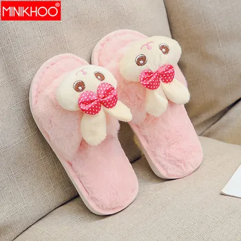 

2020 New Autumn Children Warm Slipper Boy Girl Beach Non-slip Cartoon Plush Slippers Kids Cute Rabbit Indoor Soft Spring Slipper