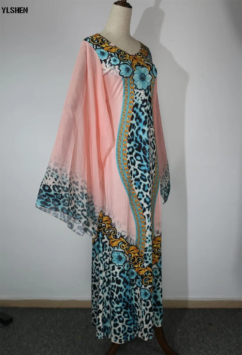 New African Dresses for Women Dashiki Print African Clothes Bazin Riche Sexy Slim Ruffle Sleeve Long Party Africa Dress Clothing 09