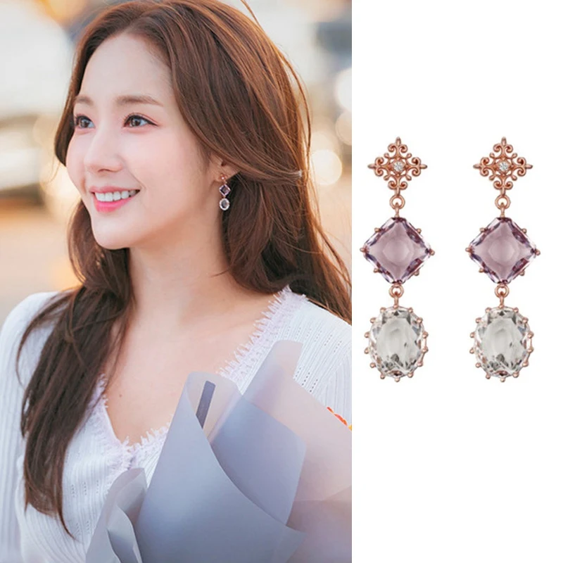 MENGJIQIAO 2019 New Korean TV Star Elegant Crystal Long Trassel Drop Earrings For Women Circle Water Drop Oorbellen Party Jewery
