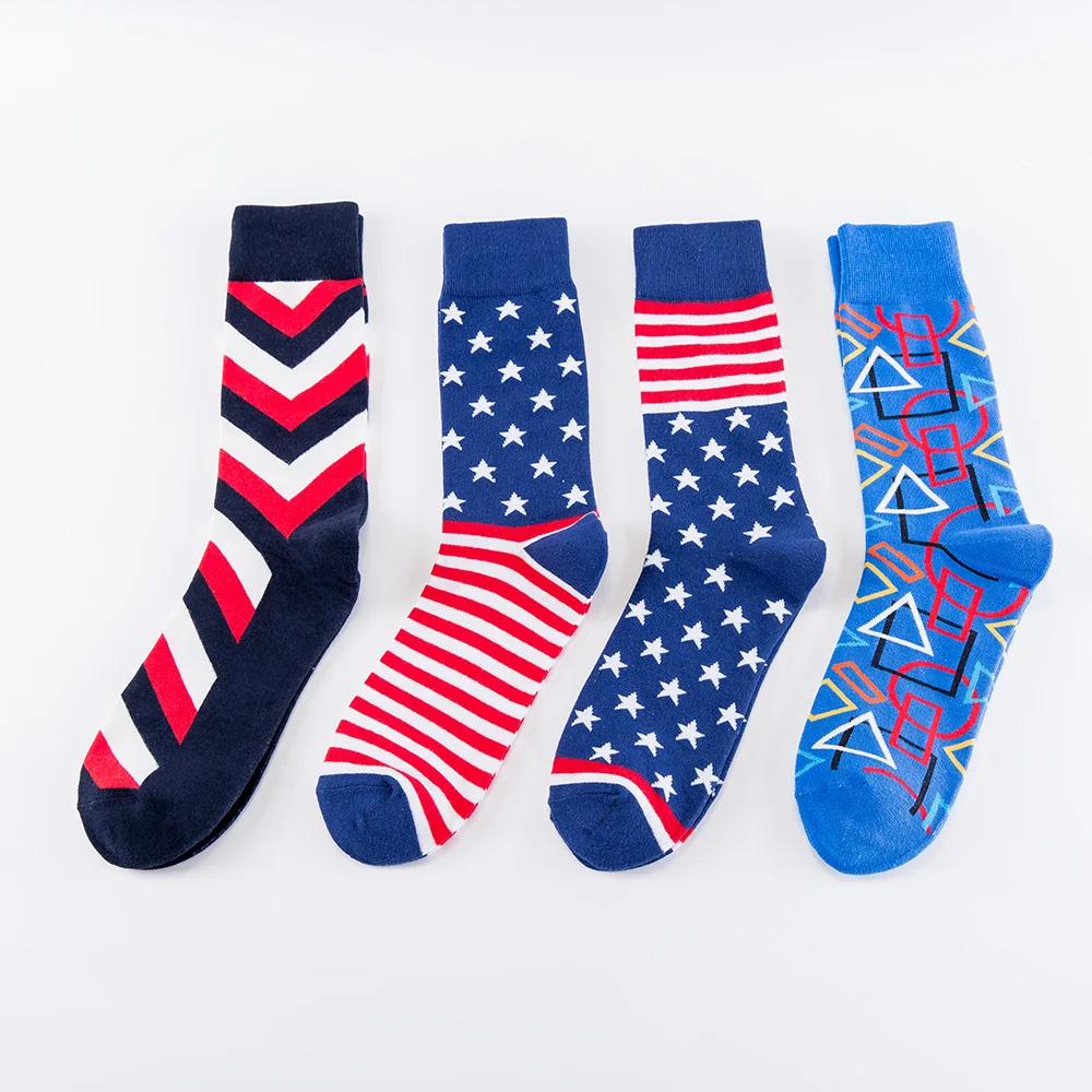 UP GRADE Happy Star Pattern Women Socks Uni-sex Happy Design Cotton Socks for Gym Socks