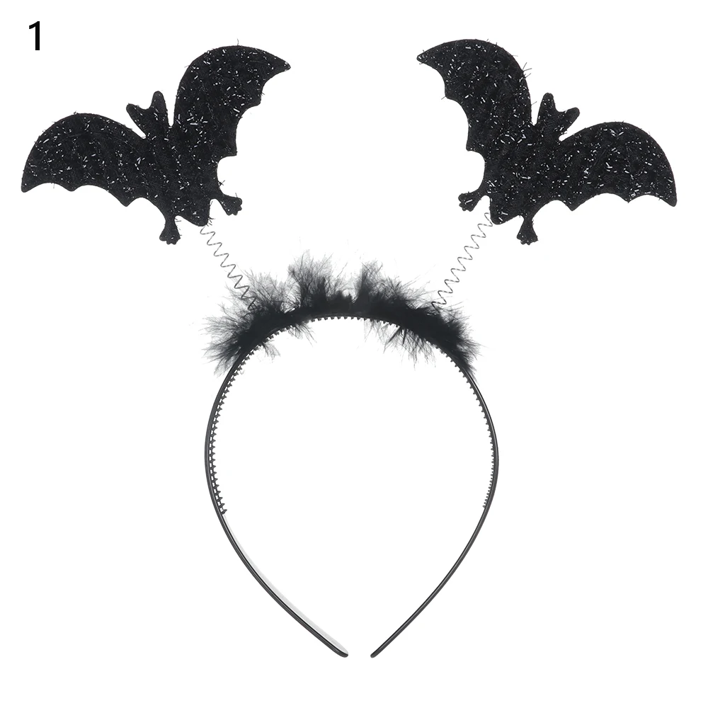 Повязка на голову на Хэллоуин перо паук Летучая мышь с обручем для волос, маска для лица, лента для волос на Хэллоуин Косплэй бар клуб для вечеринок и маскарадов женские аксессуары для волос - Цвет: 1