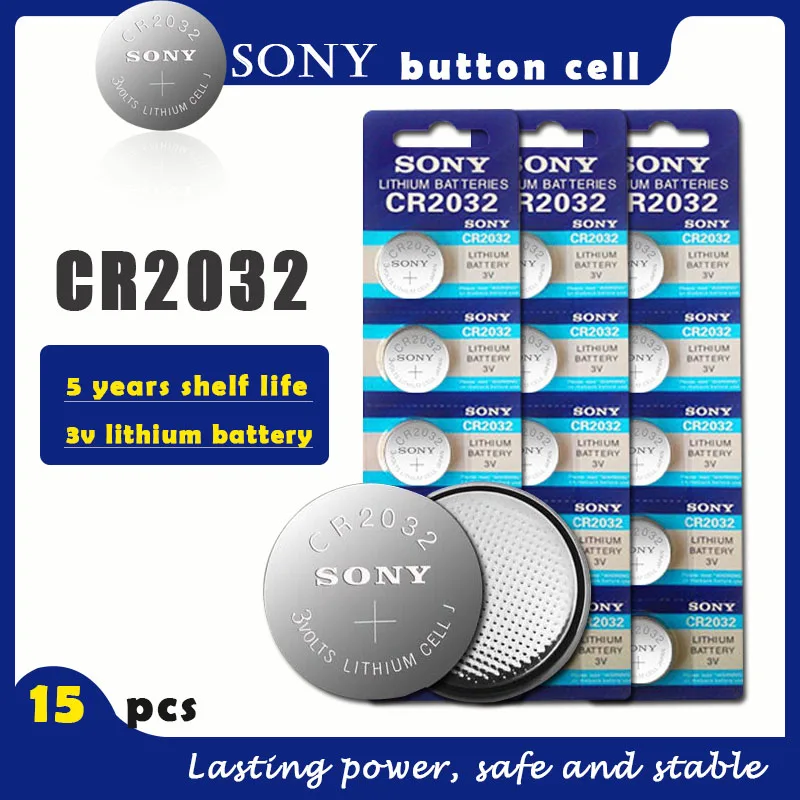 Аккумулятор кнопочный SONY CR2032 3 в 15 шт.|Часовые батарейки| |