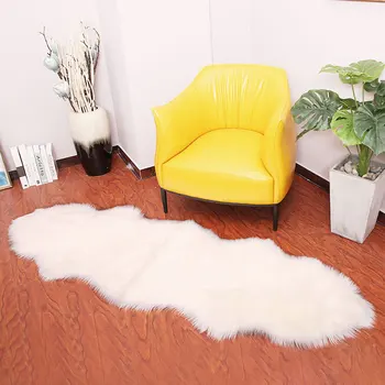

Sheepskin Faux Fur Carpets Rugs For Home Bedroom Kids Living Room Chair Warm High Quality Non-slip Seat Cover Winter White