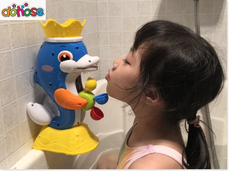 Bath Toys Kids Shower Duck Waterwheel Dolphin Toys  Animals Swimming Beach Toys Duck Squeeze Sound Squeaky For Baby Water Toys