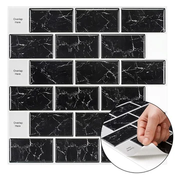 

30.5*30.5cm 3D Self-Adhesive PET Sticker Kitchen Marble Effect Wall Tiles Bathroom Brick Stickers Peel & Stick Home Decor