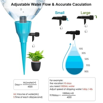 

New Plant Self Watering Spikes Devices, 18 Pack Adjustable Plants Drip Irrigation Spike with Slow Release Control Valve Switch f