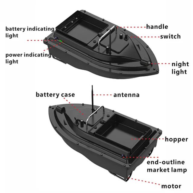 500M High-Speed Dual-Motor RC Bait Boat GPS Location Auto Return Fixed Speed Cruise 2KG Heavy Load Night Light RC Fishing Boat 4