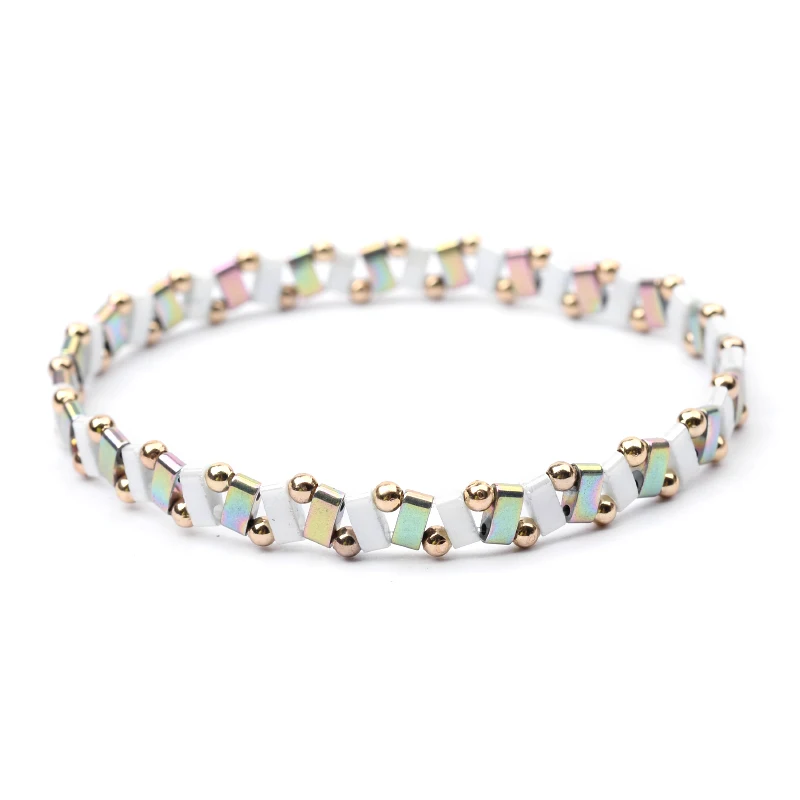BOJIU 23 Colors Bohemia Miyuki Tila Beads Bracelets For Women Boho Adjustable Delica Beads Bracelets Lady Gift Joyeria BC352 - Окраска металла: 21-White Colorful