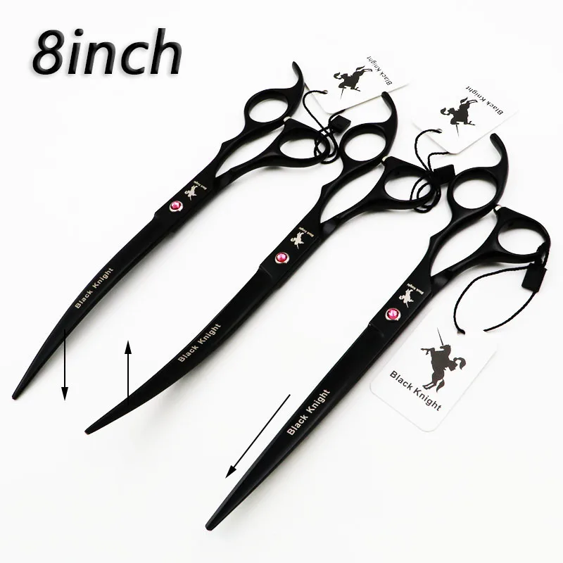 8.0 Inch Professional Pet Scissors for Dog Grooming Black Curved Right