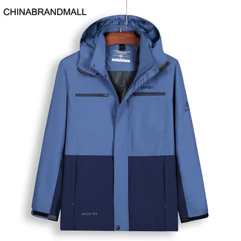 

Autumn Men Plus Fat Plus Size Leisure Windbreaker Male Fat Man Medium Length Money With Cap Spell Color Coat Male