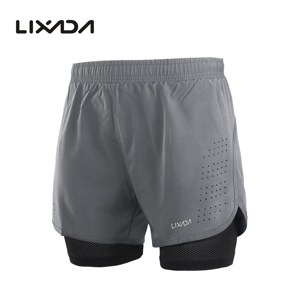 Мужские шорты для бега Lixada 2 в 1 быстросохнущие дышащие активных тренировок