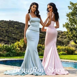 Square Neck Mermaid Prom Dresses Satin Blackless Robes De Soirée Long Side Slit Party Evening Gown For Women Vestidos De Gala 22