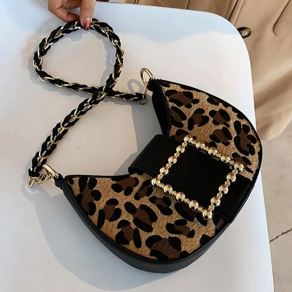 Crocodile pattern Saddle bag 2021 Fashion New High quality PU Leather Womens Designer Handbag Chain Shoulder Messenger Bag