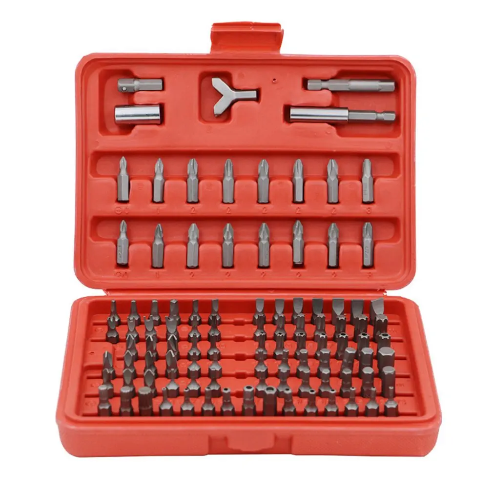 100pcs Chrome Security Bit Tool Set Torx Hex Drill Star Spanner Screw