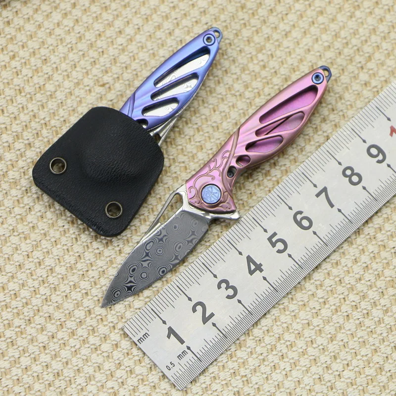 Складные ножи Rike Mini Rose из дамасской стали TC4 титановая ручка флип-ожерелье
