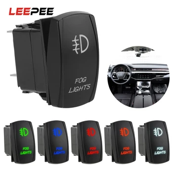 

LEEPEE Fog Light Switch Illuminated ON-OFF LED Rocker Switch Automobile Modification 5 Pin Car Dashboard Button Connector