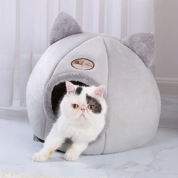 

Soft Pet Cat Bed House Warm Pet Bed Cave Tent with Removable Cushion Winter Sleeping Pet Pad Nest Cats Products