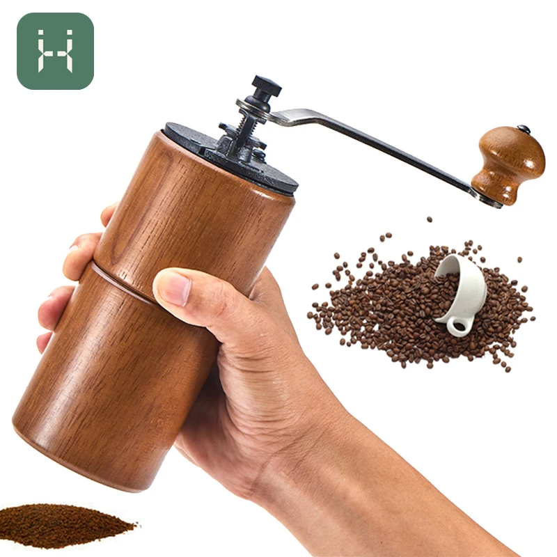 Natural Wooden Coffee Grinder Retro Manual Bean Mill Machine Labor-Saving Freshly Ground Coffee Maker Coffeeware Kitchen Tools